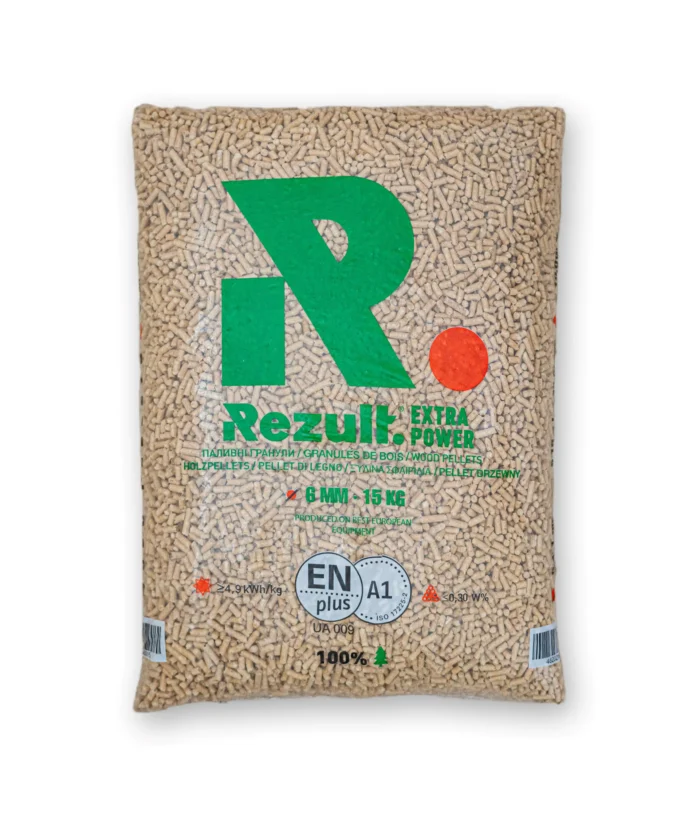 Holzpellets EN PLUS A1, dunkle Kiefernpellets aus der Ukraine, günstig, nahe München, Berlin, Dresden, Rezult